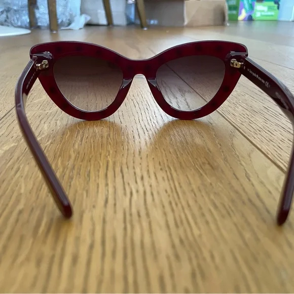 Kate Spade Burgundy Studded Cat-Eye Sunglasses - Picture 4 of 6